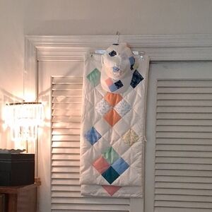YLLW The Label - Quilted Scarf and Cap with Pastel Diamond Patchwork